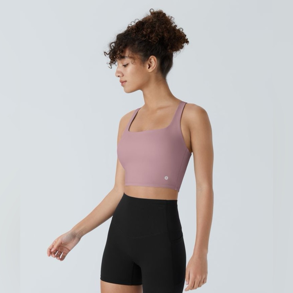 NWT Halara SoftlyZero Airy Square Neck Backless Crisscross Cropped Top - LARGE